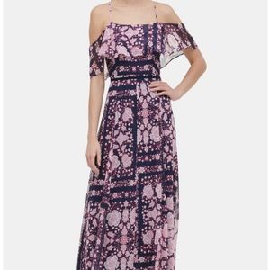Tommy Hilfilger Printed Womens Cold Shoulder Maxi Dress (Size 8)